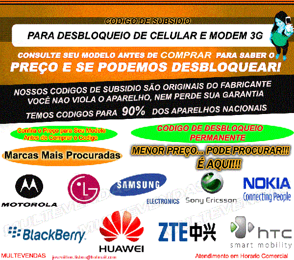 Desbloqueio De Celulares E Modem 3g Via Código De Subsidio